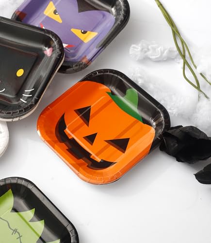 Halloween Disposable Paper Plates Set - 48 Count, 9-Inch Party Dinnerware