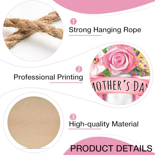 Pink Rose Mason Jar Wooden Front Door Sign - Mother's Day Floral Decor - Rose Variation