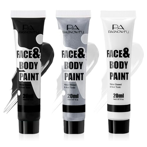 Halloween Water-Based Face Paint - Black White Silver - SFX Body Paint