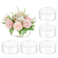 Glasseam Acrylic Flower Vase Set of 6 - Clear Round Centerpieces with 13 Holes, 5.9in