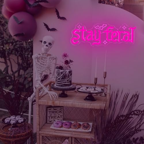 Stay Feral Neon Sign - Gothic Wall Decor LED Light for Bedroom & Halloween, Variation of THIS listing