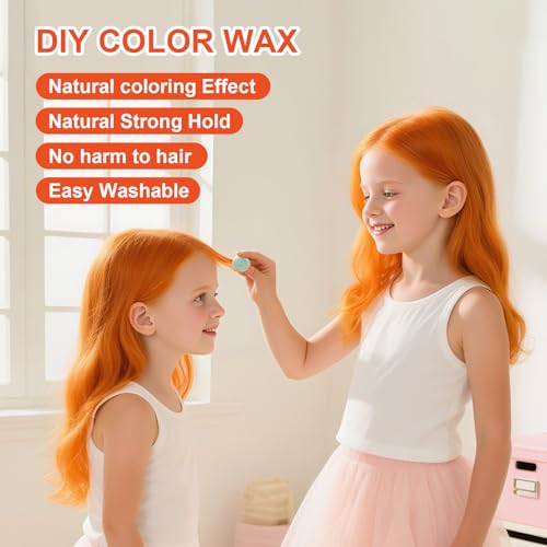 Temporary Hair Color Wax - Washable Bright Orange for Party & Cosplay