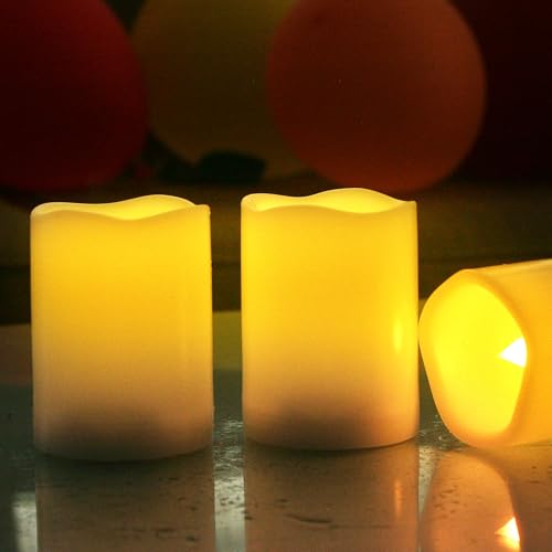 Outdoor Waterproof Flameless Candle Set with Timer - White 3x3 Inches, 6 Pack