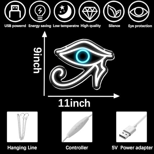 Evil Eye Neon Sign Wall Decor USB Dimmable LED Light for Game Room & Party