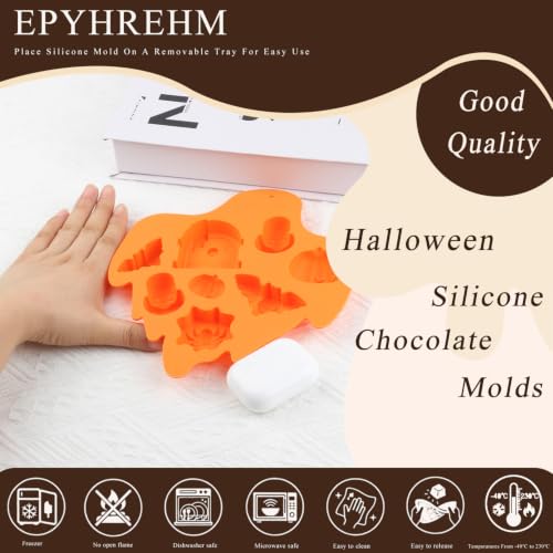 8 Cavity Halloween Silicone Chocolate Molds for Candies & Baking