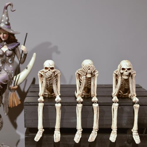 Newman House Studio No Evil Skeleton Halloween Decorations Indoor - 3 Pack