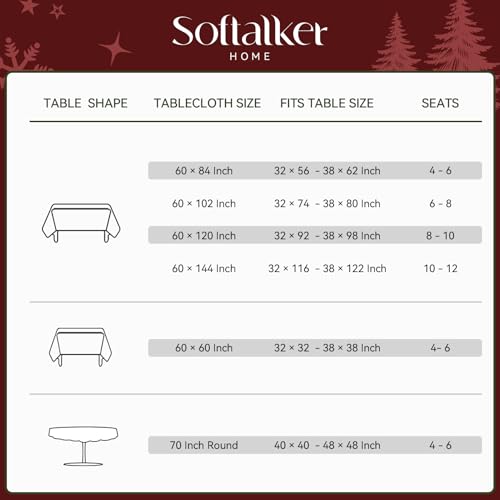 Holly Christmas Jacquard Square Tablecloth 60 x 60 Inch - Holiday Festive Decor