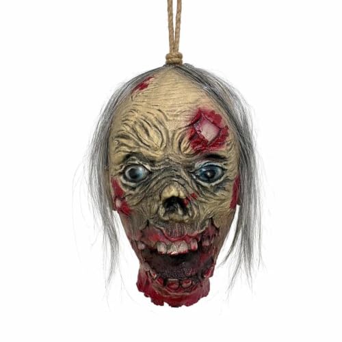 Hanging Bloody Latex Zombie Severed Head Halloween Decor Prop