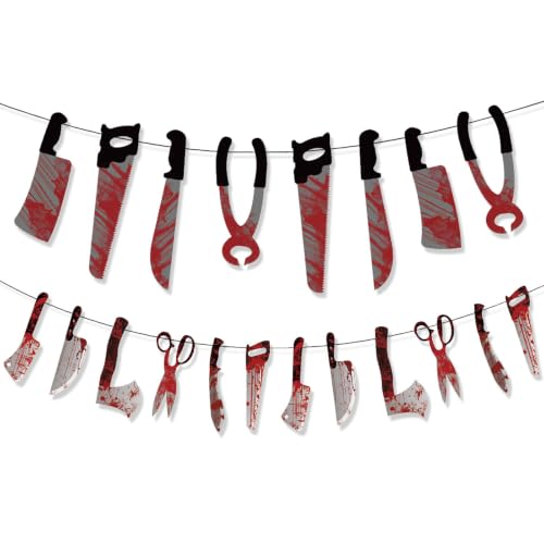 Halloween Bloody Weapon Garland Set - 20pcs Spooky Horror Decorations for Party