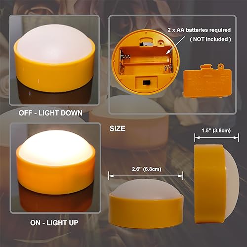 Halloween LED Pumpkin Lights 6 Pack with Remote & Timer - Orange, 2.6x1.5 Inches - Perfect for Pumpkins