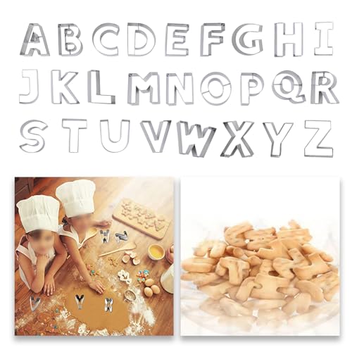 26-Piece Stainless Steel Alphabet Cookie Cutters Set - 3 Inch Letters A-Z