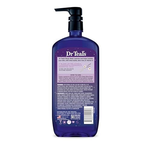 Dr Teal's Body Wash with Pure Epsom Salt, Sleep Blend with Melatonin, 24 fl oz (Pack of 4)