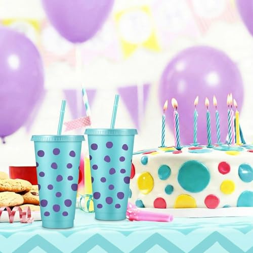 Purple Monster Party Cups with Lids & Straws - 15 Pack, 24oz