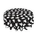Halloween Round Tablecloth 60 Inch Black & White Ghost Design - Reusable Table Cover for Home & Parties - Cute Ghost Variation