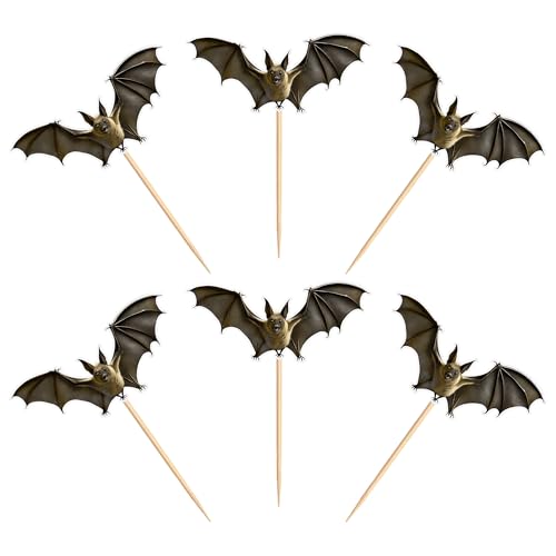 Halloween Bat Cupcake Topper Set - 24pcs Bat-Themed Birthday Decoration - Variation Bat-3a