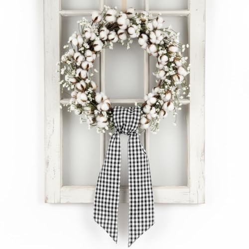 Black White Checkered Sash for Wreaths - 2 Pack Halloween & Modern Decor - Variation of Black White