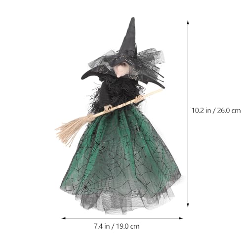 Halloween Witch Tree Topper Decor - Gnome Doll with Web & Hat