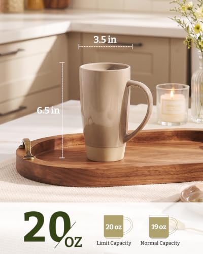 Milkyway Cinnamon Brown Coffee Mug Set of 2 - 20oz Large Ceramic Mugs, Rustic Glaze