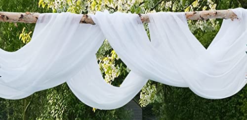 White Sheer Window Scarf - 55W x 900L Extra Long Voile Curtain, Pack of 1