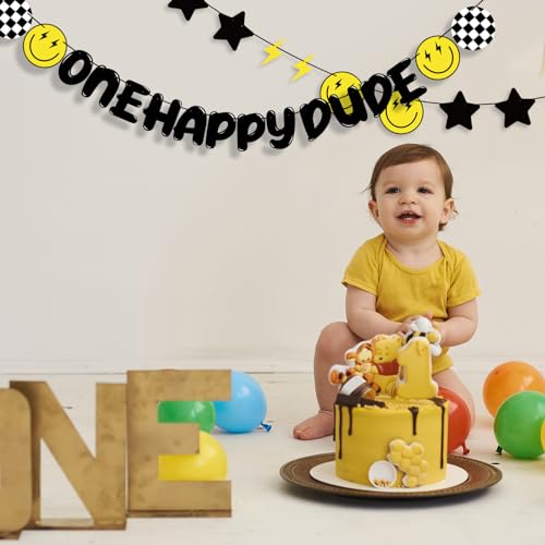 Happy 1st Birthday Banner Set - DIY Smile Face Decorations for Parties