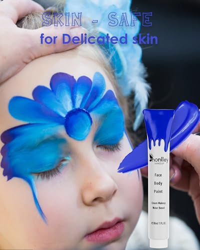 Cream Royal Blue Face & Body Paint Tube - Hypoallergenic Water-Based Makeup for Cosplay Halloween