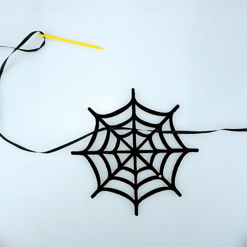 Halloween Felt Spider Web Garland Set - 7 Pack Hanging Spider Decorations