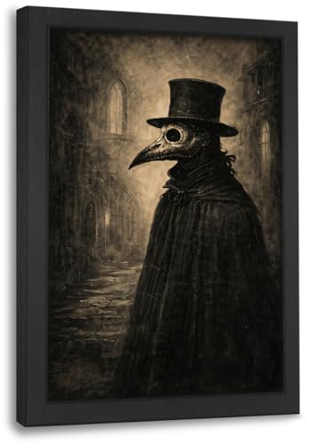 Crow Wall Art Canvas Print - Gothic Dark Artwork for Bedroom & Living Room - 16x12 Inches - Frame Included - Gift Idea