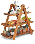 Brown 17.2 x 7.5 Inch Wooden 3-Tier Serving Tray Cupcake Stand