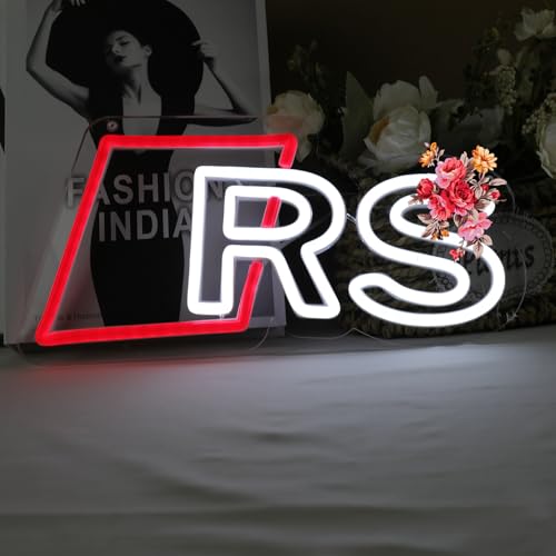 Neon Sign Race Car RS - Red & White LED Wall Decor for Garage & Man Cave