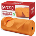 Orange Plastic Tablecloth Roll - 3720 x 54 Inches Disposable Rectangular Cover - 310 Ft