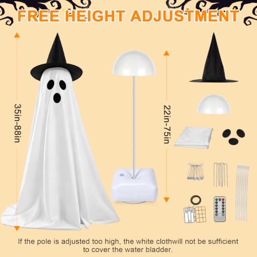 Outdoor Halloween Ghost Decorations Set with LED Lights, Adjustable Tall Spooky Figures