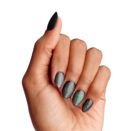 Wicked X Kiss Press On Nails - I Look Good in Green, Short Waterproof Fake Nails with Glue & Tools