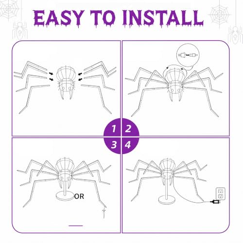 Giant 6.8 FT Halloween Spider with 128 LED Lights Outdoor Yard Decoration