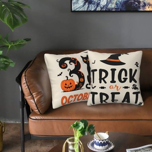 Halloween Throw Pillow Covers 18x18 Set of 2 - Outdoor Spooky Decorative Pillow Covers