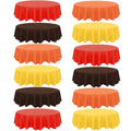 Fall Plastic Tablecloth Set - 12 Pack Autumn Colors Waterproof Round Table Cover for Thanksgiving & Parties - Yellow Orange Red