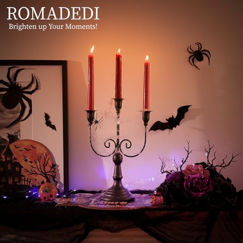 Black 3-Arm Candle Holder Set of 2 - Halloween Gothic Decor, 12 Inch Tall