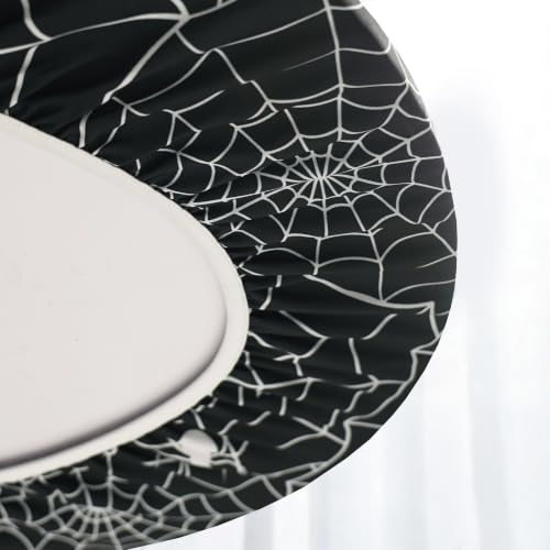 Halloween Spider Web Round Fitted Tablecloth 44 Inch Waterproof & Stain-Resistant