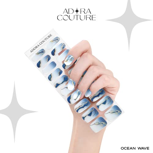 Semi-Cured Gel Nail Strips - Blue Oceanwave Salon-Quality Manicure Kit