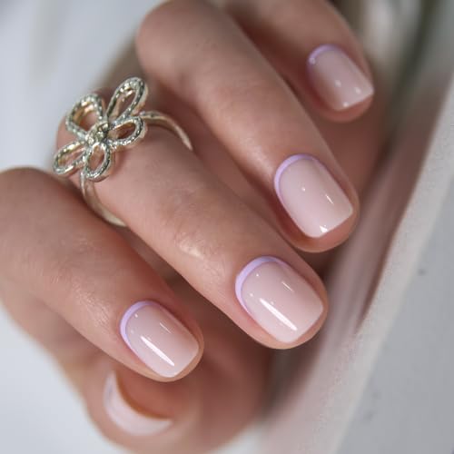 CurvLife Extra Short Square Press On Nails - Nude Pink Tender Glow, Soft Gel, D6