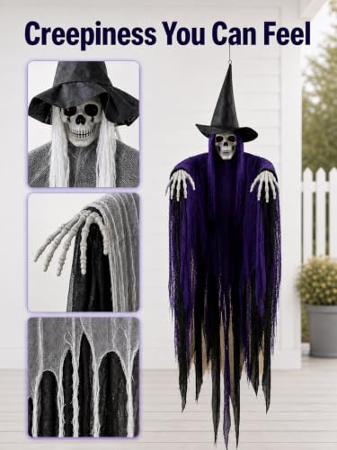 Halloween Hanging Ghost Decorations 3 Pack Spooky Reaper Decor for Indoor Outdoor