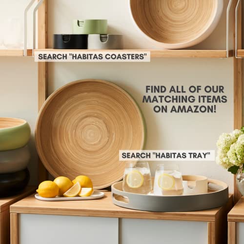 Gray Handmade Spun Bamboo Fruit Bowl for Kitchen Counter - Eco-Friendly Decorative Serving Basket, 11.75 Inch