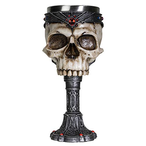 Gothic Skull Wine Goblet with Removable Stainless Steel Insert - Handcrafted 7 fl oz