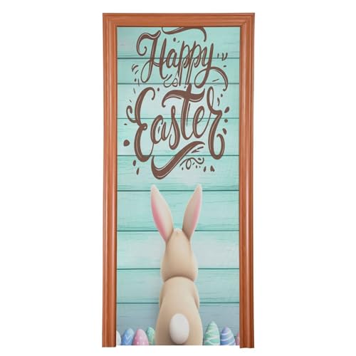 Easter Bunny Door Cover - Cute Bunny Holiday Door Decoration 32x79in - Bunny2 Variation