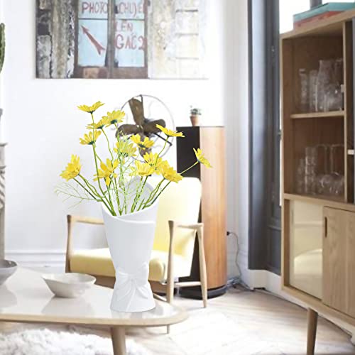 Matte White Bowknot Ceramic Vase - Modern Home Decor, Model B