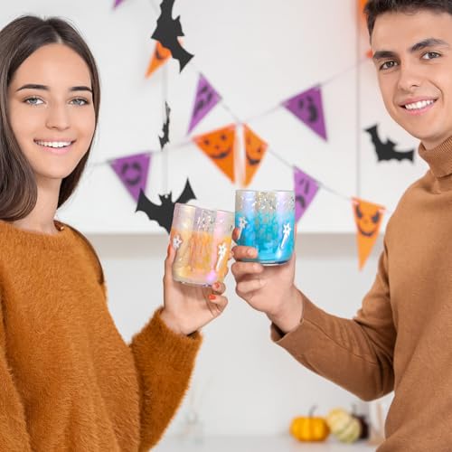Halloween Wand Glass Cups Set - 14oz Pink & White Double-Layer Drinkware