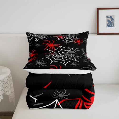 Twin Size Halloween Spider Comforter Set with Pillow Case - Multi 27