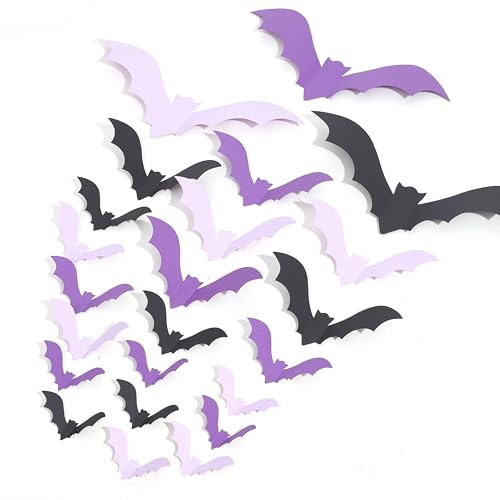 Halloween Wall Decor Bats Set - Black and Purple Reusable Party Supplies