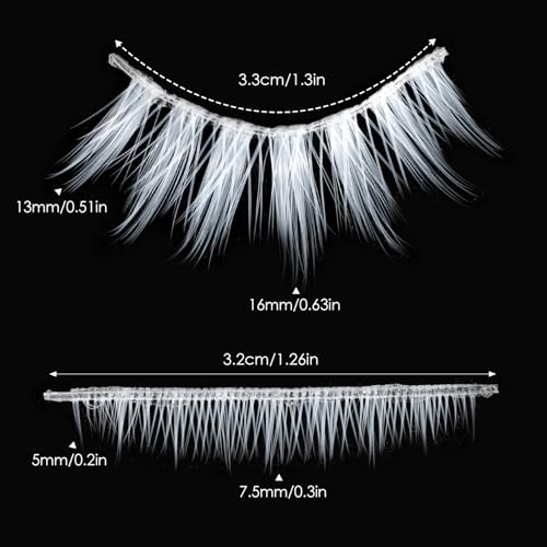4 Pairs White False Eyelashes for Halloween Cosplay & Makeup, Reusable & Natural Look