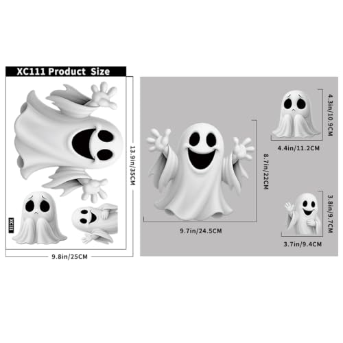 Halloween Window Clings - Funny Ghost Decorations for Party - 2 Sheets (Variation: Halloween06)