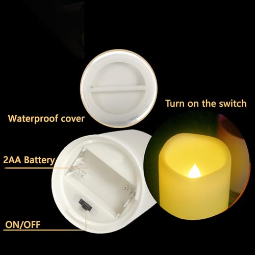 Outdoor Waterproof Flameless Candle Set with Timer - White 3x3 Inches, 6 Pack